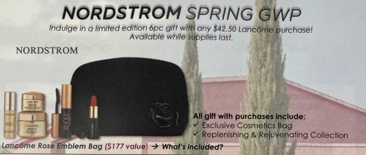 Lancome gift with purchase at Nordstrom in March 2024
