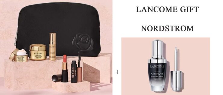 A 6-piece Lancome gift with a step up gift at Nordstrom