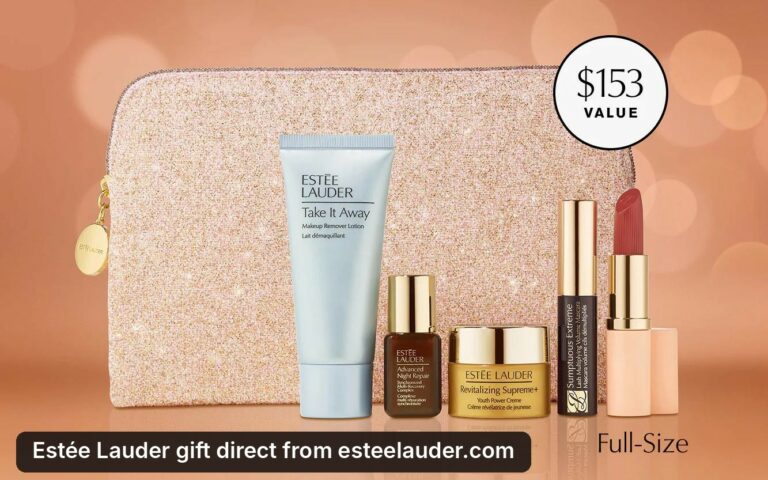 Estée Lauder free 6-piece gift with purchase at Esteelauder.com, a $153 value
